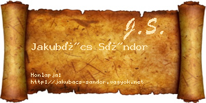 Jakubács Sándor névjegykártya
